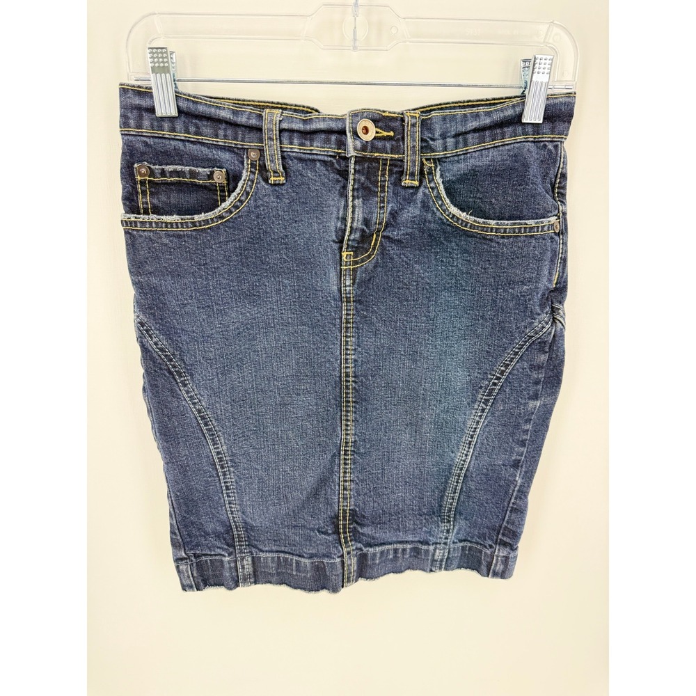 X2‎ Denim Laboratory Women Dark Wash Straight, Slit Back Size 29 Skirt